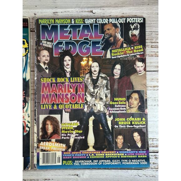 Lot Of 3 90’s Marilyn Manson Magazines Live Wire Metal Edge Hit Parader - Picture 4 of 4